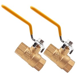 3/8" Full Port Heavy Duty Ball Valve, Female Thread NPT Water Stop Shut Off Lead-Free Brass Ball Valve, 150 PSI WSP, 600 WOG, 2Pcs Copper