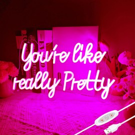 Yiedfino You like really pretty Led Neon Sign 15 * 9 inch, Pink neon lights with USB for Room decor,neon sign for Wall decor,Birthday,light up sign for wedding sign,Bacelorette Party,Bedroom,Gift