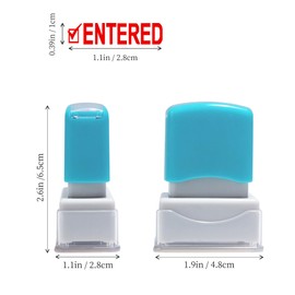 Entered Self Inking Rubber Stamp YQBOOM Refillable Paid Stamper for Business, Office Stamps - Red Ink