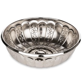 Alisveristime 1.06 Qt Turkish Hammam Bath Bowl, Traditional Metal Construction, Diameter 7.87", Height 2.36" - Multiple Colors Available (Silver)