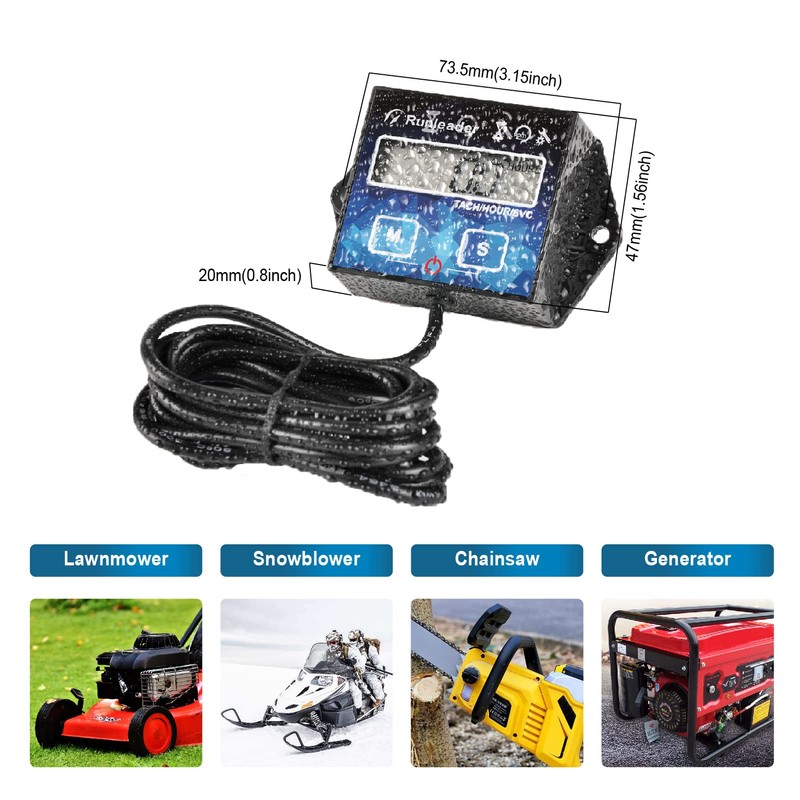 NInE-ROnG Digital Hour Meter Tachometer Maintenance Reminder Backlight Battery Replaceable