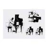4 x 'Minimalist Jazz Pianist' Temporary Tattoos - Water Resistant,