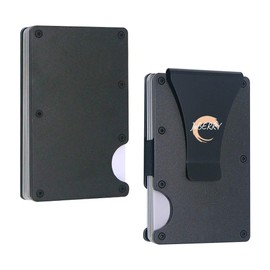 JuBerry Slim Wallet, Minimalist Men's Wallet, Card Case with RFID Protection and Clip for Banknotes, Elegant Made of Aluminium and Metal Wallet for Men and Women, black, Minimalist