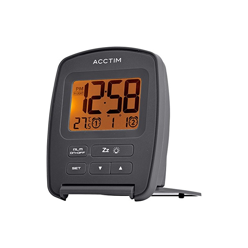 Acctim 15517 Erebus Nightglow LCD Travel Alarm Clock in Grey