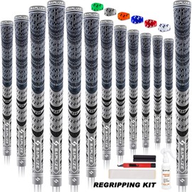 SAPLIZE Multi Compound Golf Grips, 13 Piece with Complete Regripping Kit, Standard Size, Hybrid Golf Club Grips, Gray CL03S Series