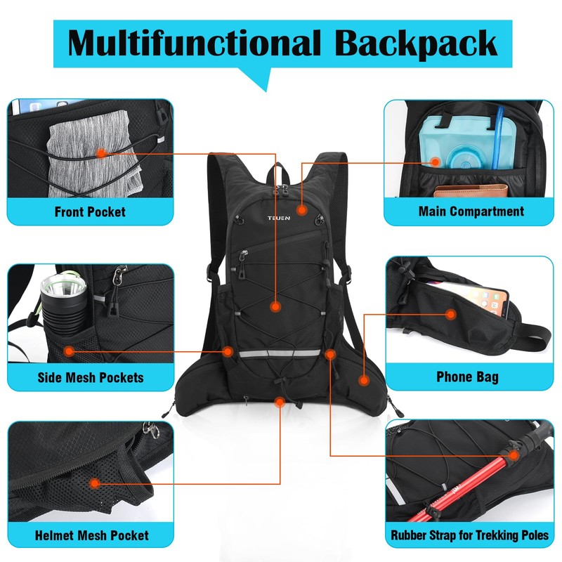 TEUEN 10L Hydration Pack with 2L Hydration Bladder, Ultralight Trail