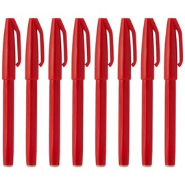 Pentel Original Sign Pen S520 Fibre Tip Marker Pens Colour Fineliner - 2mm Nib 1mm Line Width - Pack of 8 (Red)