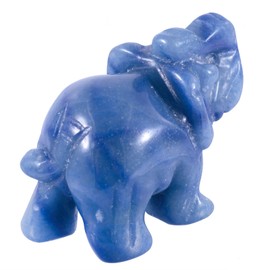 KYEYGWO Blue Aventurine Crystal Elephant Gemstone Figure, Hand Carved Elephant Figure Sculpture Pocket Amulet Reiki Statue Decor