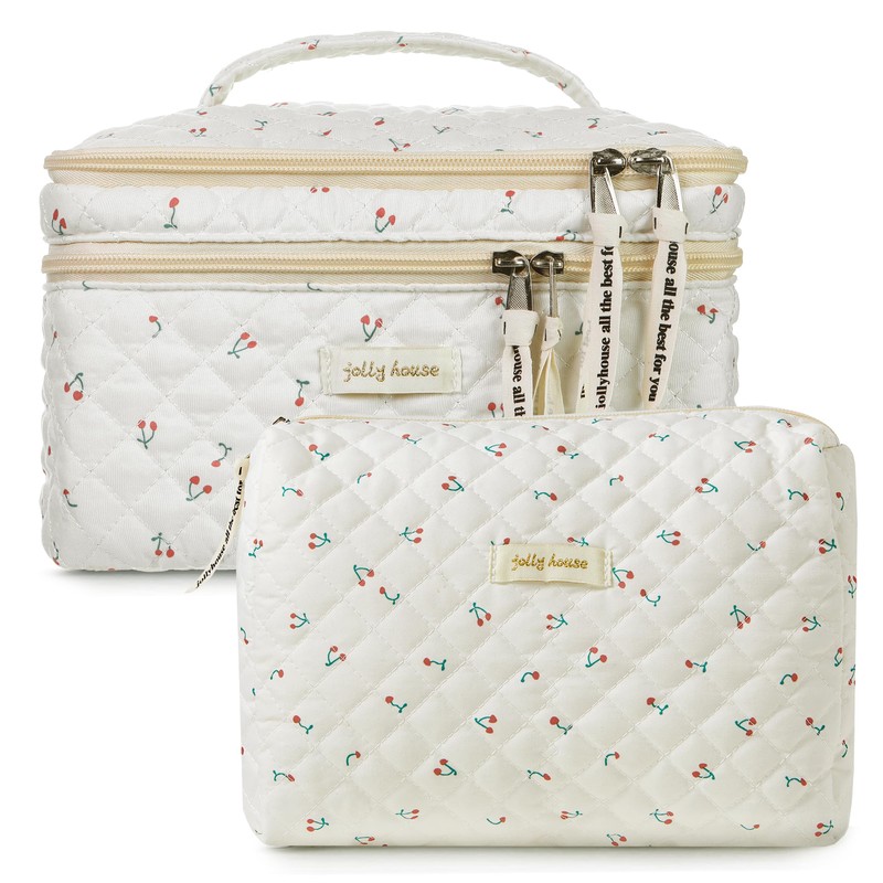 HBselect - Bolsa de maquillaje acolchada de algodón, 2 unidades,