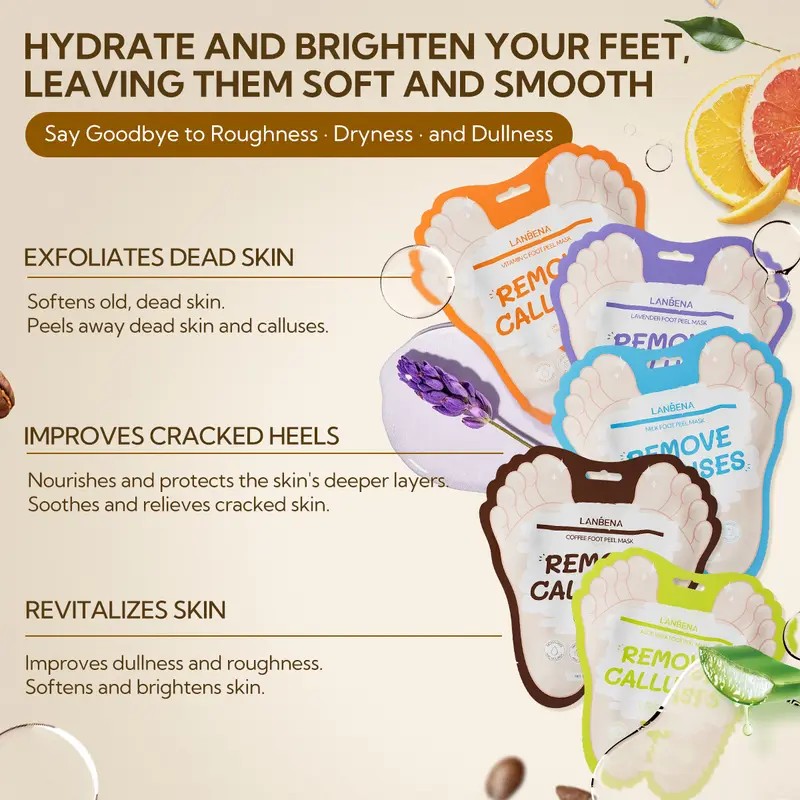 LANBENA Foot Peel Mask – Exfoliating, Moisturizing & Brightening Treatment