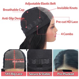 olimaruly Body Wave Wig Human Hair 5x5 HD Lace Closure Wigs Human Hair Glueless Wigs Human Hair Pre Plucked 180% Density Wig Lace Front Wigs Human Hair Ready to Wear Wigs Glueless Human Hair