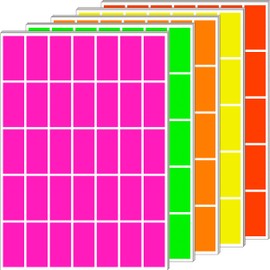 Rectangle Fluorescent Colour Coding Stickers, 700 Pack, 40 mm x 19 mm, 5 Neon Colours (Red, Magenta, Yellow, Orange, Green)
