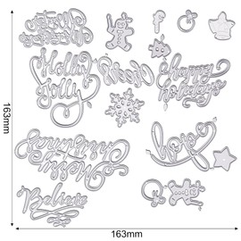 21 Pieces Christmas Die Cuts Words Cutting Dies Christmas Snowflake Tree Bell Snowman Gingerbread Cutting Dies for Christmas Scrapbooking Album Card Craft Making Supplies (Vivid Style)