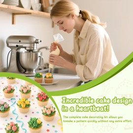 Suuker Russian Piping Tips Set, Stainless Steel Cupcake Flower Shaped Frosting Nozzle Kit, Kitchen Gadgets For Pastry Cupcakes Cakes Cookies Decorating (7 Pieces)