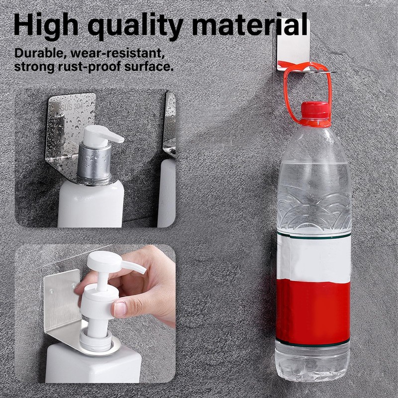 3 Pcs Soap Bottles Dispenser Holder Stainless Steel Silver Wall