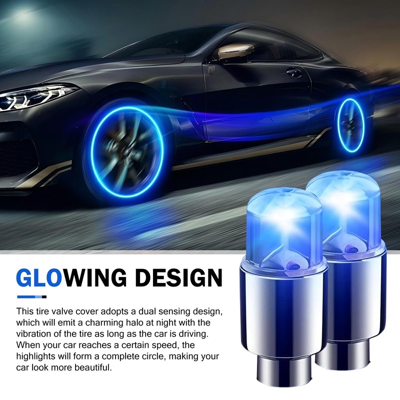 Merdege 4 PCS LED Tire Valve Stem Cap Lights, 360