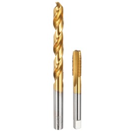 sourcing map Tap and Drill Bit Set, 1pcs M10 x 1.5 Straight Flute Thread Screw Tap & 1pcs 8.5mm Twist Drill Bit, Titanium Coated HSS-6542 Tapping Threading Tool Kit