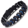 Men's Magnetic Bracelets, Stainless Steel Bracelet for Men-Black Blue Matte