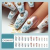 CJDLTS White Daisy False Nails Flower Press on Nails Long