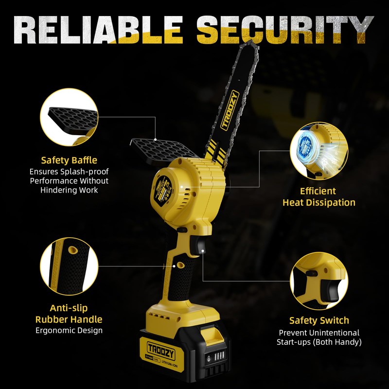 Mini Chainsaw Cordless 6 Inch, Portable Electric Chainsaw, Brushless Handheld