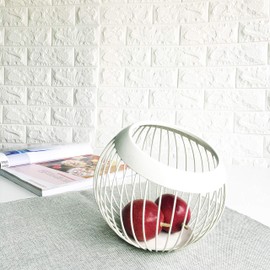 VANRA フルーツバスケット 金属製 お菓子入れ 果物かご フルーツボウル フルーツ入れ フルーツカゴ 大容量 おしゃれ (ホワイト)