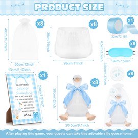8 Sets One Silly Goose Blindfolded Diaper Changing Baby Shower Games Flip Cup Prizes Silly Goose Diapers Gift Bags with Eye Masks for Baby Shower Gender Reveal Raffle Party Game(Blue)
