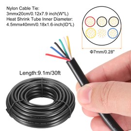 MECCANIXITY 20 Gauge Wire 6 Conductor Electrical Wire, 20 AWG Stranded PVC Cord, 20/6 Low Voltage Landscape Lighting Copper Cable for House Wiring Garage Trailer Boat Wiring, 9.1m/30ft