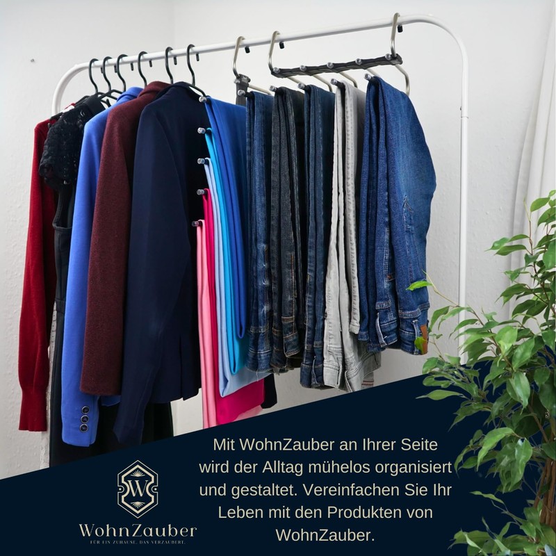 WohnZauber Clothes Hangers Space-Saving 2 x Multiple Trouser Hangers with