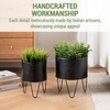 MyGift 8 and 10 Inch Modern Matte Black Metal Planter