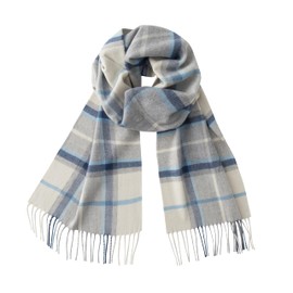 CALVIN & OLIVIA Ultra-Soft Winter Cashmere Feel Scarf Plaid Multi-Color Warm Long Unisex Winter Scarves Perfect Holiday Gift for Women Men Amazing Cream Light Blue Plaid
