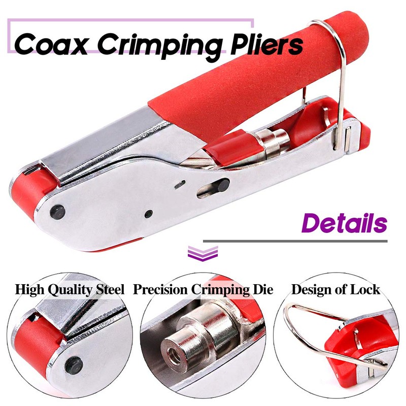 Swpeet 14Pcs Coax Cable Crimper Wire Stripper Tool Kit, RG59