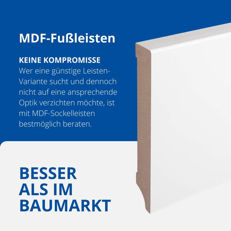 Weimarer Profile White Skirting Boards, MDF / Film, 60 /