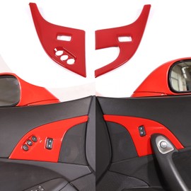 Lcojicep Car Door Lock Button Trim Compatible Corvette C6 Z06 ZR1 2005-2007 Button Door Lock Trim Window Switch Button Trim Frame Panel (Sports red)