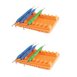 AmeriCan Goods 2 Pcs Dental Small Silicone Instrument Mat Reversible 8 or 12 Holder for Instruments Autoclavable (Orange)