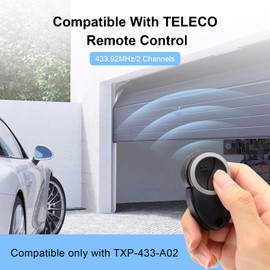 Remote Control Garage Opener Compatible with Teleco, 2-Channel Handheld Transmitter for Only with TXP-433-A02, Pack of 2