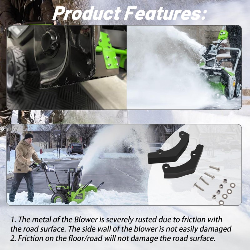 XTPTFABS Snow Thrower Blower Wear Pads Compatible with Greenworks Snow