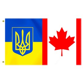 Large Canada Ukrainian Flag,3x5 FT Ukraine Canadian Outdoor Banner for Garden Yard Car Truck with Brass Grommet