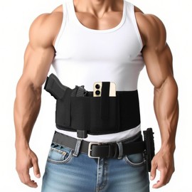 Belly Band Holster for Concealed Carry, Elastic Waistband Gun Holster for Men, Right and Left Hand Draw, Gun Accessories Fits Shield Ruger Glock 19 17 42 43 43x P238 and Similar Guns