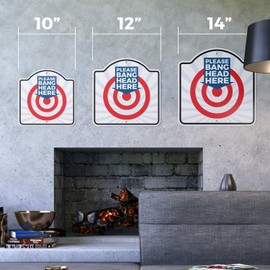 Please Bang Head Here 10” x 10” Sign | Indoor/Outdoor Plastic | SignMission Designer Stress Reduction Reliever Novelty Gift Funny Joke Gag Road Garage