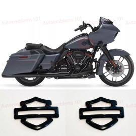 Custom 2x METAL Gloss Black Harley CVO Custom Metal Tank Emblems Show Gloss Finish