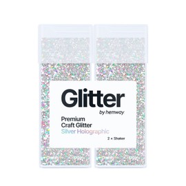 Silver Holographic Twin Pack Glitter, 2 x Chunky 130G/4.58OZ Craft Glitter Shakers, Craft Glitter for Resin, Metallic Iridescent Sequin Flake Bulk, Glitter for Makeup Body, Tumblers Glitter