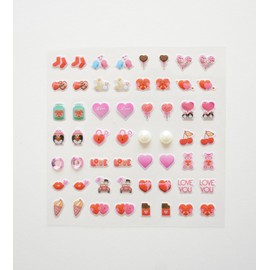 koutey 30 Pairs Valentine's Day Heart Stick On Earrings - Kids Cute Stick On Earrings for Little Girls 4-6 Sticker Earrings Self-Adhesive Gem Stick on Earrings (Heart-01)