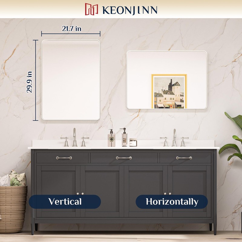 Keonjinn 22 x 30 Brushed Nickel Bathroom Mirrors for Over