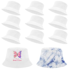 12 Pack Bucket Hats for Women Men,White Unisex Packable Sun Hat Cotton Fishman Cap for Outdoor Travel