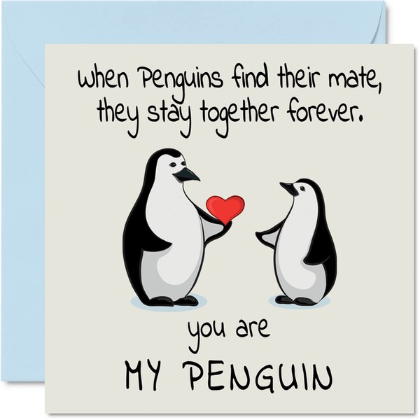 You Are My Penguin Anniversary Card - Cute Valentine Romantic Valentine's Day Card for Girlfriend Boyfriend Wife Husband Partner Friend Him Her, 145mm x 145mm Valentines Greeting Cards for Fiancee