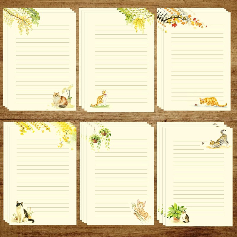 36PCS Cat Theme Stationery Set, Warm Yellow Healing Style Letter