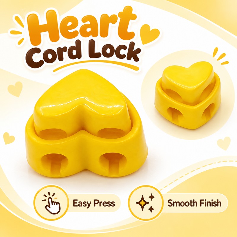 5-Piece Heart-Shaped Knitting Needle Stoppers – Double-Hole Spring Cord Locks