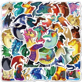 50 Pcs Wings of Fire Stickers for Laptop, Bumper, Skateboard, Water Bottles, Computer, Phone, Guitar, Cartoon Stickers for Kids Teens Adult