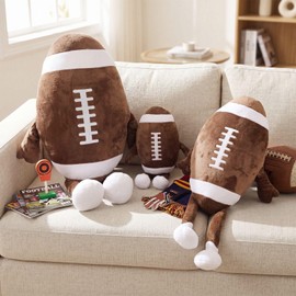 Hoteam 3 Pcs Football Plush Pillows 16'' 12'' 8'' Stuffed Football Throw Pillows with Arm Leg Cute Sport Ball Stuffed Plush for Home Bedroom Room Nursery Decor Sport Fan Birthday Party Favor Gift