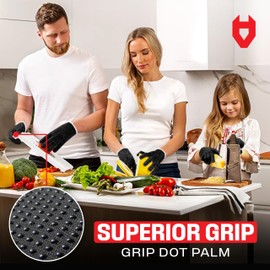 NoCry Cut Resistant Gloves Food Grade with Grip Dots for Superb Grip - Breathable & Lightweight - Ambidextrous - Ideal for Chefs and for Woodworking